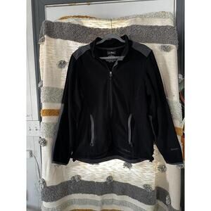 LL Bean Polartec Men's Black / Gray Full Zip Fleece Sweater Jacket Large